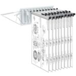Sieninis Brėžinių Laikiklis Su 12 Pasukamų Kablių, Talpa 109 kg, 60,5 x 26,5 x 37 cm, Plienas, Baltas