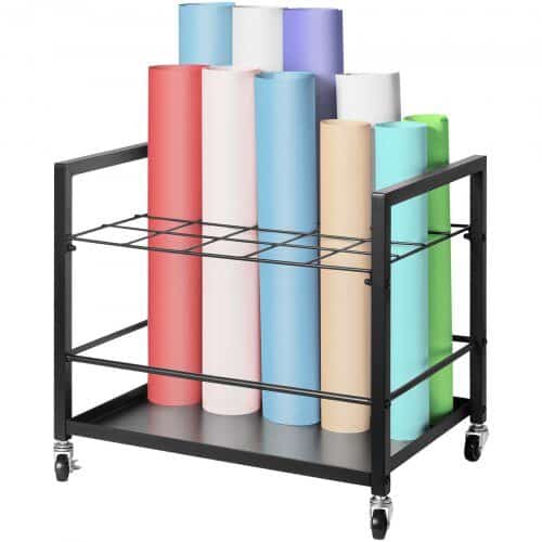 us2FLTJJS20CLDS0NMRQHV02Fgoods_img-v12Fblueprint-storage-m100-1.2.jpg Mobilus Brėžinių Stovas Su 20 Skyrių, Metalinis Rūšiuoklis Su Ratukais, 51,5 x 38,3 x 45,5 cm, Juodas - Image 1