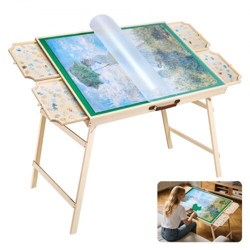 us2FPTZ1500JXWGZFZBQA001V02Fgoods_img-v12Fjigsaw-puzzle-table-m100-1.2.jpg Reguliuojamas Puzlės Stalas 1500 Detalių, Su Atlenkiamomis Kojelėmis ir 4 Stalčiais, Pušies Mediena - Image 1