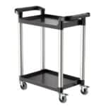 Daugiafunkcis 2 Lygių Serviso Vežimėlis Su Ratukais, Juodas Plastikas / Aliuminis, 80x41x94,5 cm, 136 kg Keliamoji Galia