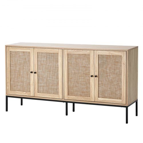 us2FTBZSJSM59INCB7R0QV02Fgoods_img-v12Frattan-cabinet-m100-1.2.jpg Pinta Rattan Komoda-Bufetas su 4 Magnetinėmis Durelėmis. Natūrali Spalva, 150 x 36 x 80 cm - Image 1