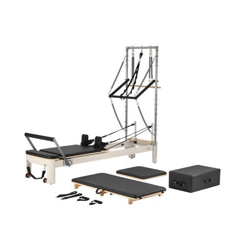 us2FTSPLTHXCLBKZEP12SV02Fgoods_img-v12Fpilates-reformer-m100-1.2.jpg Profesionalus Pilates Reformeris (Pilateso Mašina) su Bokštu ir Dvipusiu Atsparumu, Aliuminio Rėmas, 245 x 76 x 201 cm, iki 181,44 kg - Image 1