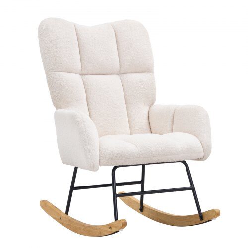 us2FWYBBYKDYWQYWEQNVNV02Fgoods_img-v12Fglider-chair-m100-1.2.jpg Pliušinis Supamas Krėslas,Pieno Baltumo, "Teddy" Audinys, 95 x 71,5 x 97 cm - Image 1