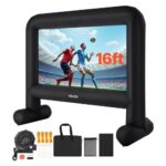 Didelis Pripučiamas Lauko Kino Ekranas Baltas, HD 16:9 3780 x 3170 mm