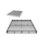 Žemo Profilio „Queen Size“ Lovos Pagrindas (Boxspring), Metalinis Rėmas, Nuimamas Pilkas Audinys, 201 x 151 x 10,2 cm