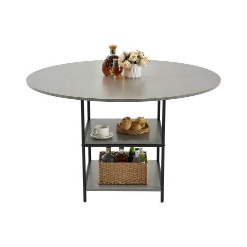 us2FYXCZBKTZMDBTZN3HRV02Fgoods_img-v12Fdining-table-m100-1.2.jpg Apvalus Valgomojo Stalas 120 cm Skersmens, Pilkos Medžio Spalvos, Modernus, Talpina 4–6 Asmenis - Image 1