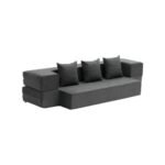 Išskleidžiama Sofa-Lova 3-in-1 „Twin“: Dvigulė/Viengulė Atsipalaidavimo Zona. Tamsiai Pilka, Veliūras, 193x103x22.5 cm