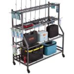 Meškerių Stovas su Ratukais 15 Vnt. Lazdoms, 117,7 cm x 43,3 cm x 108,7 cm, iš Legiruotojo Plieno