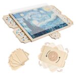 Sukama Puzlės Lenta (Stovas) 1500 Detalių, Su 5 Stalčiais ir Dangčiu, Pušies Mediena, Matmenys 890 x 660 x 30 mm