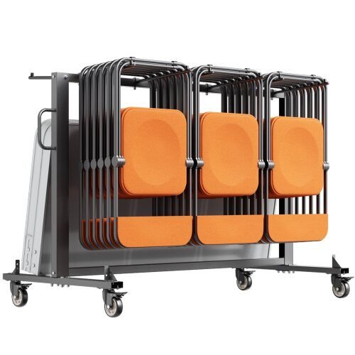 us2FZYTCYCHS42GDZ055XV02Fgoods_img-v12Fchairs-carts-m100-1.2.jpg Galingas Sulankstomų Kėdžių ir Stalų Vežimėlis Iki 42 kėdžių / 12 stalų 1816x855x1178 mm, 181 kg, Matinė Juoda - Image 1