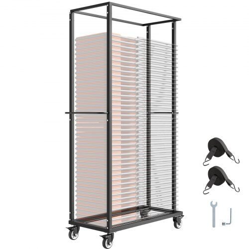 us2FZYTCYCHS60GJI310JV02Fgoods_img-v12Fchairs-carts-m100-1.2.jpg Sunkios Apkrovos Sulankstomų Kėdžių Vežimėlis (Stovas) Iki 60 vnt. 201x115x50 cm, Plienas Matinė Juoda - Image 1