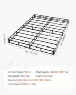 „Queen Size“ Lovos Pagrindas Su Spyruoklėmis (Boxspring), Metalinis Rėmas, Nuimamas Audinys, 201 x 151,5 x 13 cm, Pilkas - Image 7