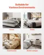 „Queen Size“ Lovos Pagrindas Su Spyruoklėmis (Boxspring), Metalinis Rėmas, Nuimamas Audinys, 201 x 151,5 x 13 cm, Pilkas - Image 5