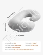 C Formos Nėštumo ir Žindymo Pagalvė, Medvilninis Užvalkalas, Pilka/Smėlinė Spalva, 133 x 63 x 21 cm - Image 6