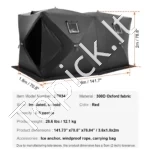 Didelė Pop-Up Ledo Žvejybos Palapinė 6-8 Asmenims, 300D Oksfordo Audinys,360x180x200 cm - Image 5