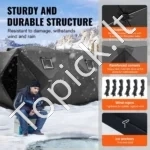 Didelė Pop-Up Ledo Žvejybos Palapinė 6-8 Asmenims, 300D Oksfordo Audinys,360x180x200 cm - Image 2