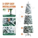 Dirbtinė Kalėdinė Eglutė, Pūkuota, Su Sniegu, 198 cm Aukščio, su 250 LED lemputėmis, PVC, Žalia/Balta - Image 5