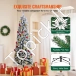 Dirbtinė Kalėdinė Eglutė, Pūkuota, Su Sniegu, 198 cm Aukščio, su 250 LED lemputėmis, PVC, Žalia/Balta - Image 6