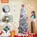 Dirbtinė Kalėdinė Eglutė, Pūkuota, Su Sniegu, 198 cm Aukščio, su 250 LED lemputėmis, PVC, Žalia/Balta - Image 2