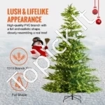 Dirbtinė Kalėdinė Eglutė su 700 LED lemputėmis, Pūkuota, Žalia, 225 cm Aukštis, 135 cm Plotis, PE/PVC - Image 3