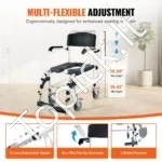 Dušo/Tualeto Vežimėlis Su Ratukais, 4-in-1, Reguliuojamas Aukštis (49–57 cm), Aliuminis, Keliamoji Galia 158.8 kg - Image 3