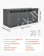 Elegantiška Šiukšliadėžių Dėžė Iki 4 x 240L, Tamsiai Pilka (321,3 x 80 x 121,9 cm), Cinkuotas Plienas, Lauko Konteineris - Image 6