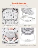 Elektrinė Kūdikių Supynė Gultukas, 3 Greičiai, Bluetooth, 3 Padėtys, Pilka/Smėlinė, Aliuminis, 73 x 54 x 40–63 cm - Image 6