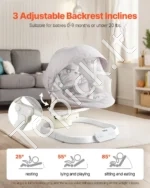 Elektrinė Kūdikių Supynė Gultukas, 3 Greičiai, Bluetooth, 3 Padėtys, Pilka/Smėlinė, Aliuminis, 73 x 54 x 40–63 cm - Image 2