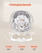 Elektrinė Kūdikių Supynė Gultukas, 3 Greičiai, Bluetooth, 3 Padėtys, Pilka/Smėlinė, Aliuminis, 73 x 54 x 40–63 cm - Image 3