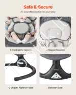 Elektrinė Kūdikių Supynė Gultukas, 5 Greičiai, 3 Padėtys, Bluetooth, Neutralios Spalvos, 72 x 63 x 47–69 cm - Image 6