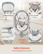 Elektrinė Kūdikių Supynė Gultukas, 5 Greičiai, Bluetooth, Su Pulteliu, 69 x 61 x 52 cm - Image 6