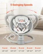 Elektrinė Kūdikių Supynė Gultukas, 5 Greičiai, Bluetooth, Su Pulteliu, 69 x 61 x 52 cm - Image 3