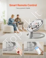 Elektrinė Kūdikių Supynė Gultukas, 5 Greičiai, Bluetooth, Su Pulteliu, 69 x 61 x 52 cm - Image 4