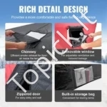 Erdvi Termo Ledo Žvejybos Palapinė 4-6 Asmenims, 600D Audinys, 330x330x200 cm - Image 4