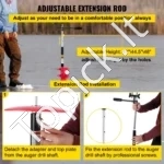 Galingas Grąžtas Ledu Žvejybai 20 cm, Nailonas/Aliuminis, Su Reguliuojamu Ilgiu Iki 122 cm - Image 6