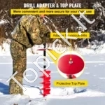 Galingas Grąžtas Ledo Žvejybai 20 cm x 99 cm (Nailonas/Aliuminis), Su 30 cm Prailginimu ir Adapteriu - Image 5