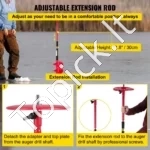 Galingas Grąžtas Ledo Žvejybai 20 cm x 99 cm (Nailonas/Aliuminis), Su 30 cm Prailginimu ir Adapteriu - Image 6