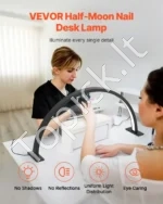 Kompaktiška Stalinė LED Pusmėnulio Lempa (30W, 76 cm, Juoda) Nagų Meistrams ir Kosmetologams - Image 3