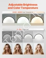 Kompaktiška Stalinė LED Pusmėnulio Lempa (30W, 76 cm, Juoda) Nagų Meistrams ir Kosmetologams - Image 4