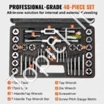 Kompaktiškas 40 dalių Metrinių Sriegių Rinkinys, M3–M12 - Image 4