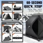 Ledo Žvejybos Palapinė 1-2 Asmenims, 210D Oksfordo Audinys,150x150x165 cm - Image 3