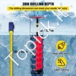 Lengvas Grąžtas Ledo Žvejybai 15 cm x 99 cm (Nailonas/Aliuminis), Su 30 cm Prailginimu ir Adapteriu - Image 2