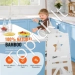 Mokymosi Bokštelis/Pakopa Vaikams, 3 Aukščių Reguliuojama Platforma, Balta, Bambukas - Image 2