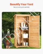 Natūrali medinė įrankių spinta (80 x 50 x 162 cm) – Atsparus Sodo Namelis Iš Kedro Medžio, Su Metaliniu Stogu - Image 6