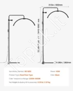 Profesionali LED Stovinti Pusmėnulio Lempa (40W, Max 181 cm,) Blakstienų Priežiūrai ir Manikiūrui - Image 7