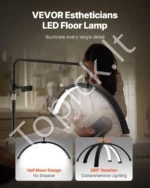 Profesionali LED Stovinti Pusmėnulio Lempa (40W, Max 181 cm,) Blakstienų Priežiūrai ir Manikiūrui - Image 2