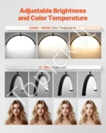 Profesionali LED Stovinti Pusmėnulio Lempa (40W, Max 181 cm,) Blakstienų Priežiūrai ir Manikiūrui - Image 3