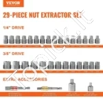 Profesionalus 29 dalių Varžtų ir Veržlių Išsukimo Rinkinys, 6–19,05 mm, CR-MO Plienas - Image 2