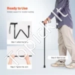 Sulankstoma Vaikščiojimo Lazda, Reguliuojamo Aukščio 80.5-92.5 cm, Juodo Aliuminio - Image 6