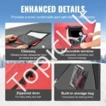 Termo Ledo Žvejybos Palapinė 1-2 Asmenims, 600D Audinys Su Medvilne,150x150x165 cm - Image 4